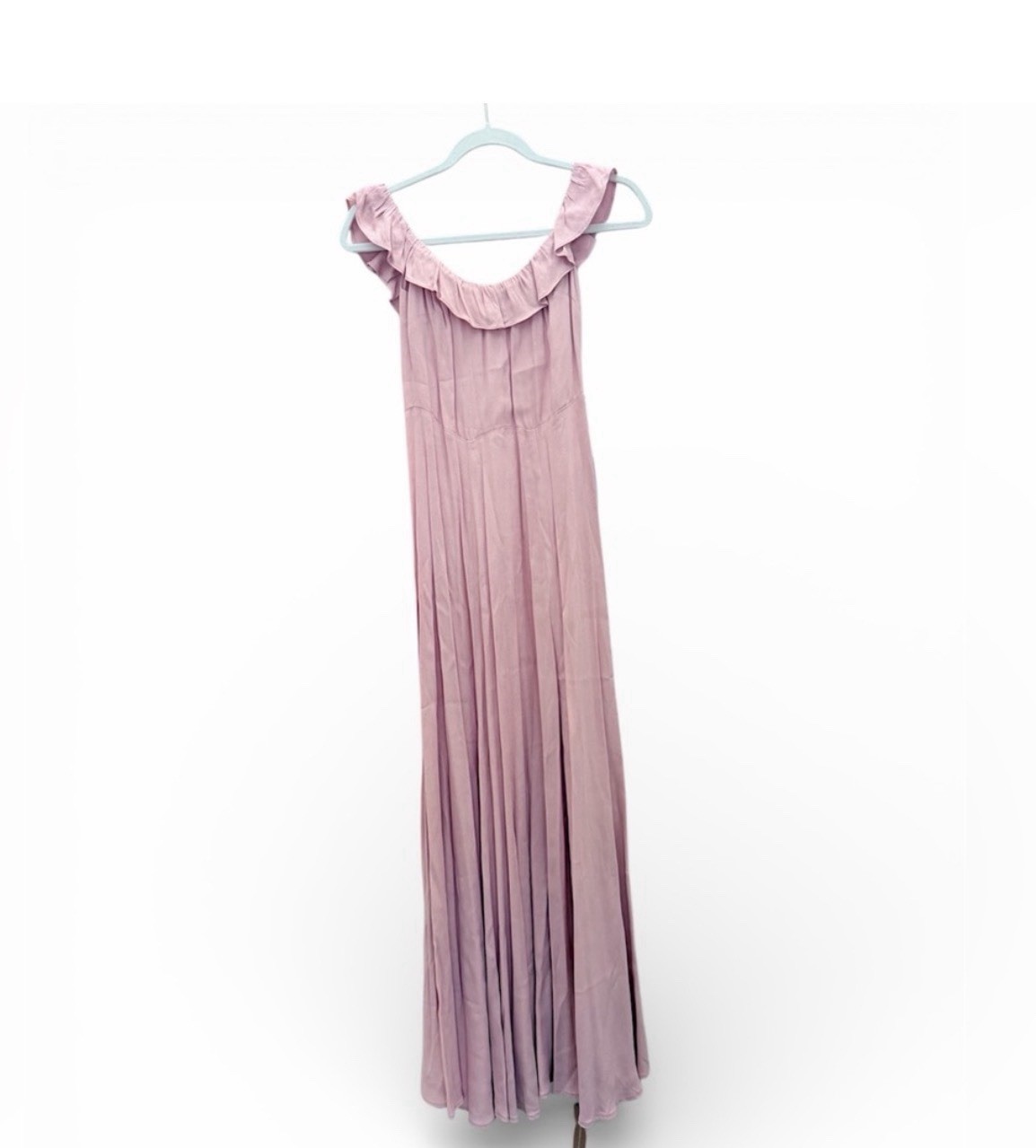 REFORMATION Petites Verbena Maxi Dress Blush Ruffle Scoop Neck Sleeveless 2P