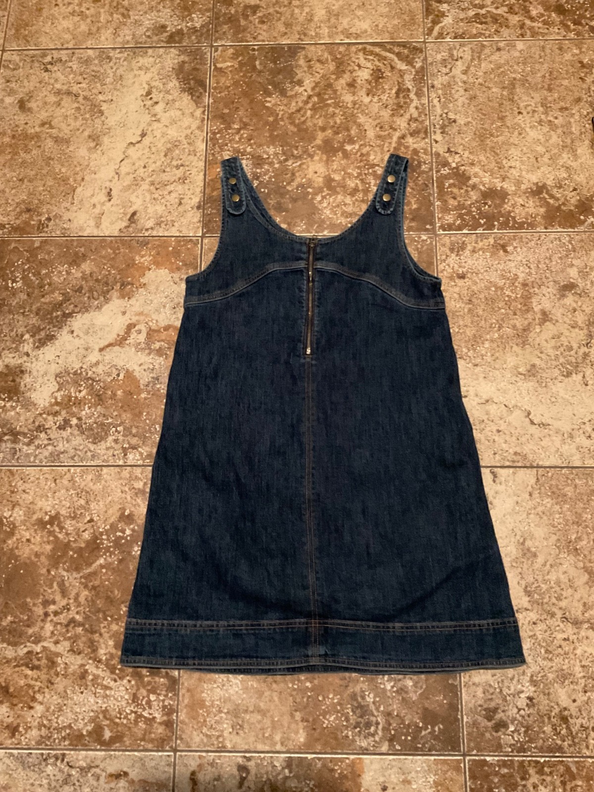 PILCRO ANTHROPOLOGIE DARK DENIM OVERALL SHIFT DRESS (SIZE 8) PREOWNED