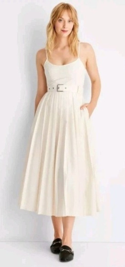 Future Collective™ Reese Blutstein Size 8 Women’s Belt Buckle Pleated Midi Dress