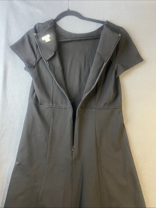 J.CREW Black Fit-and-Flare Short Sleeve Dress