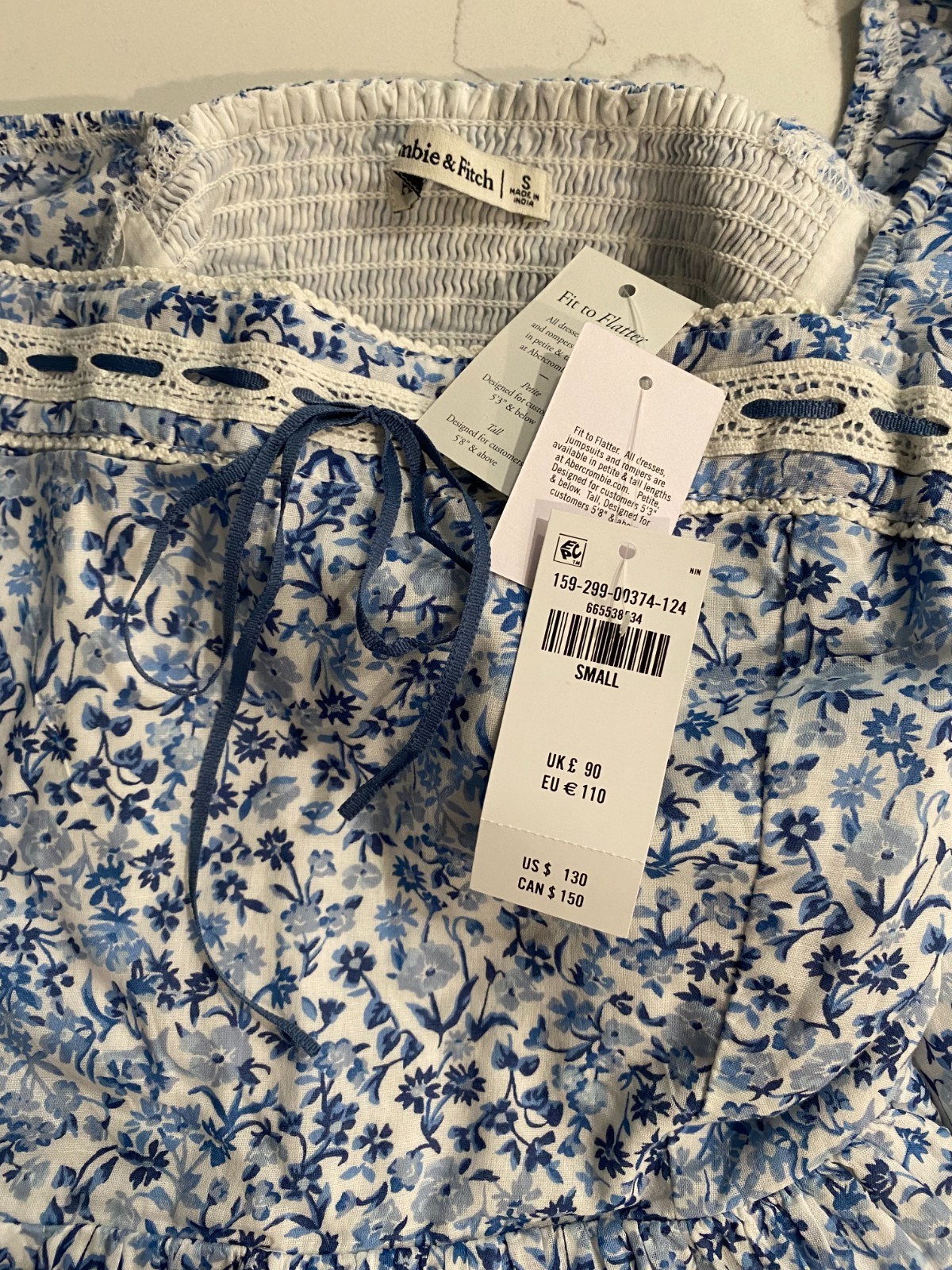 New with tags Abercrombie Fitch short sleeve floral midi dress small 100% cotton