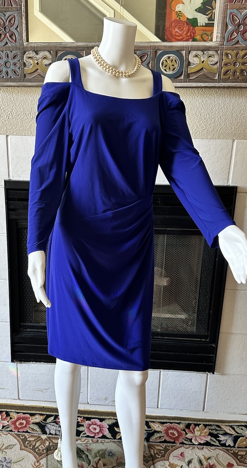 American Living Size 12 Women’s Cold-Shoulder Sleeve Dress Royal Blue