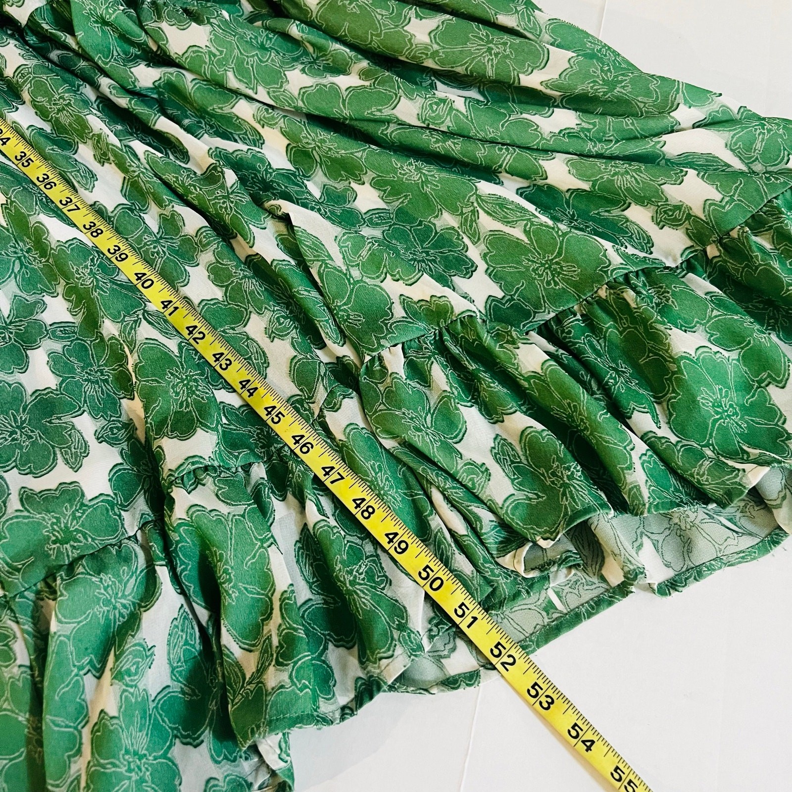Current Air Green Printed Tiered Maxi Sleeveless Dress Size S Small
