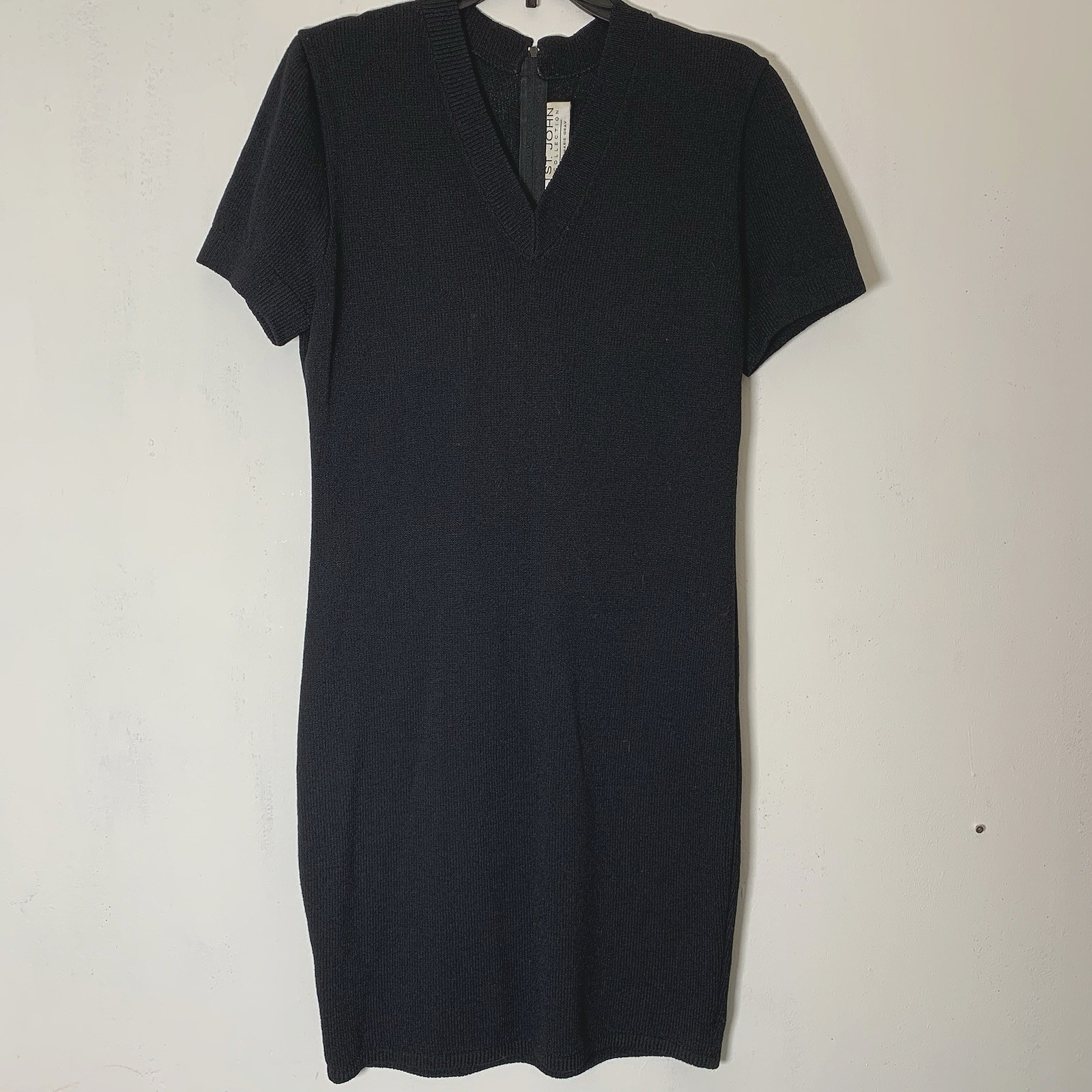 St John – Black Knit Stretch Sleeveless Caviar Dress
