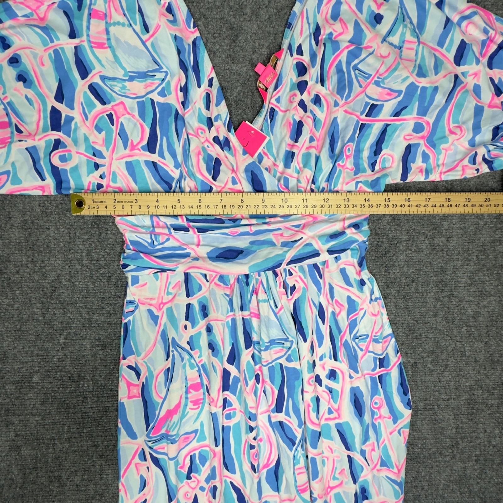 Lilly Pulitzer Parigi Maxi Dress Womens S Blue Pink Reel Nautical Tassel Coastal