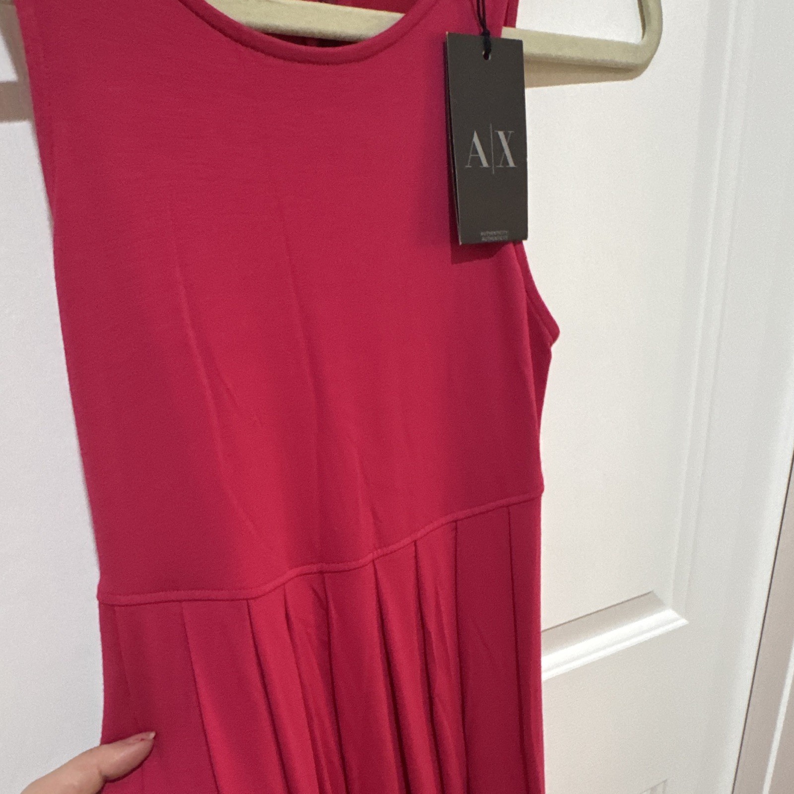 A|X Armani Exchange Pink Solid Round Neck Sleeveless Maxi Dress XXS Zip