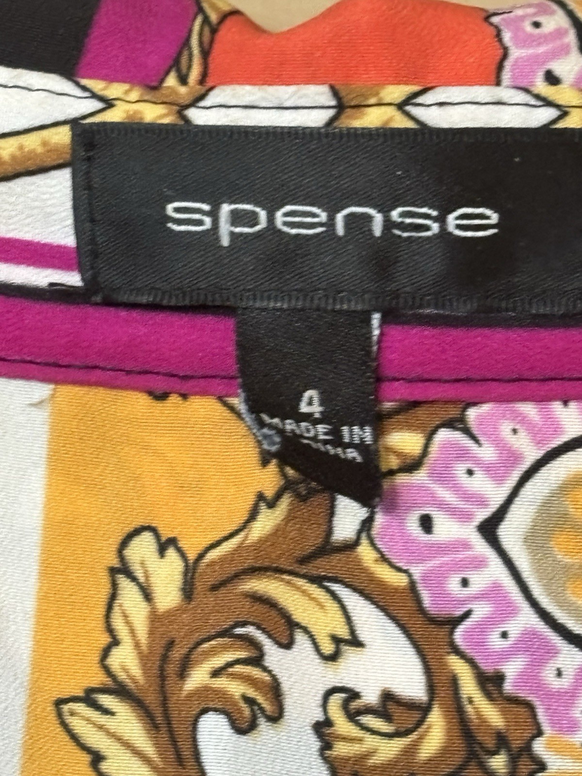 Spense Designer Inspired Print Italian Baroque Dress Magenta Mustard Size 4