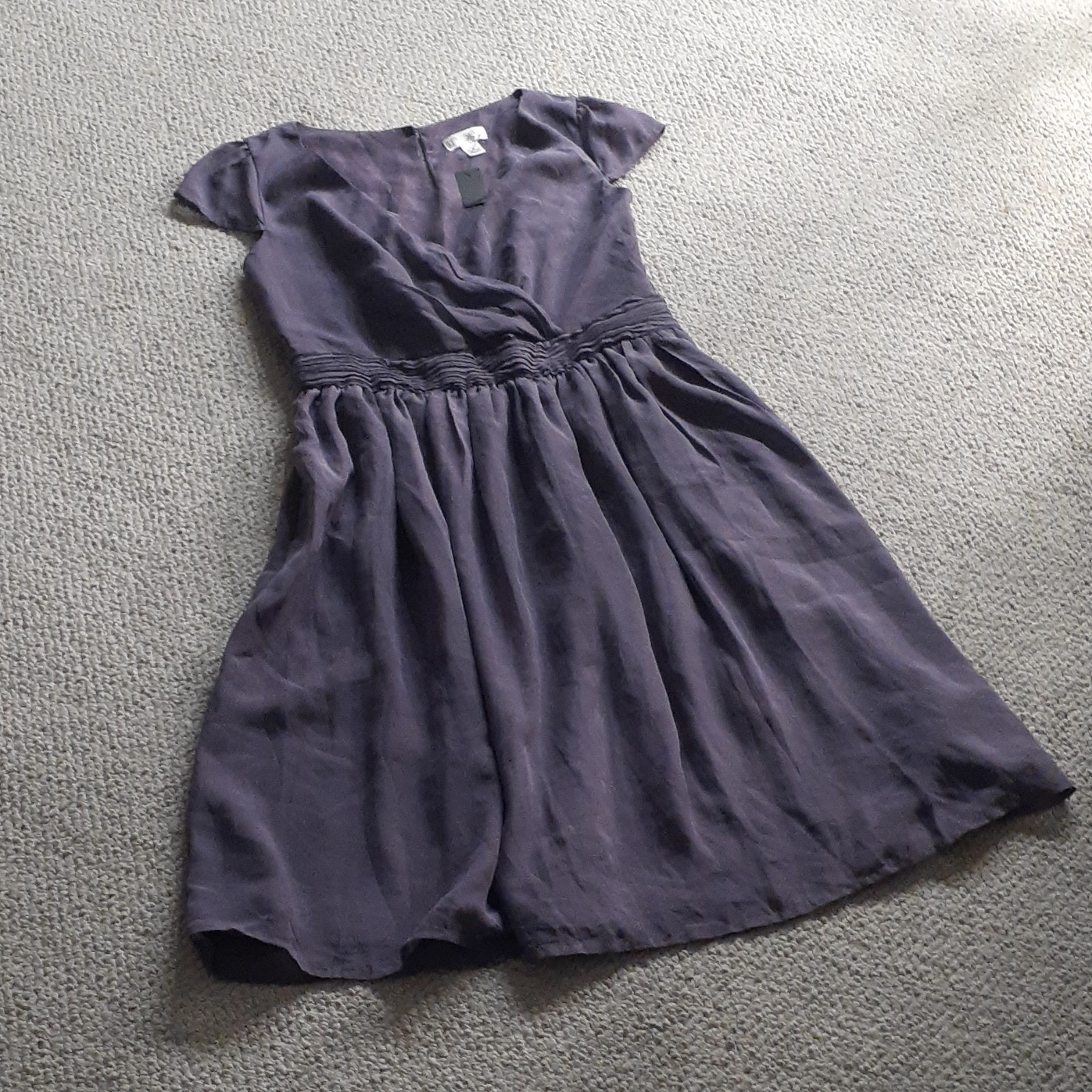 Tevolio Purple Chiffon Wrap dress Cap Sleeve Size 4 Side Zipper with Pockets