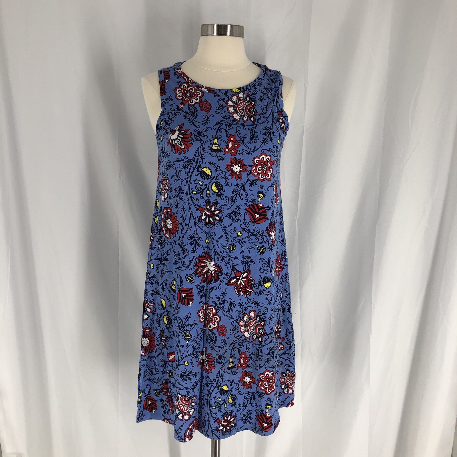 LOFT Outlet Womens Small Blue Paisley Swing Dress Sleeveless