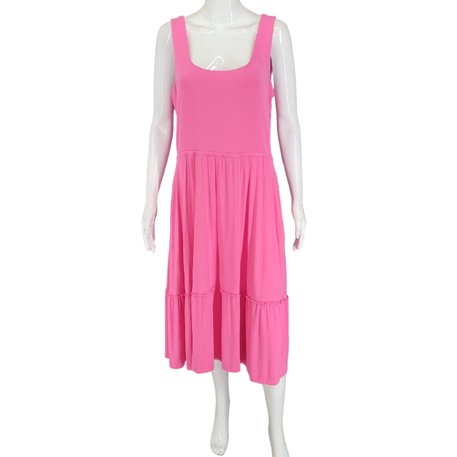 J Jason Wu Tank Dress Petite Medium Sz Fuchsia Elegant Modern Tiered Top Pockets