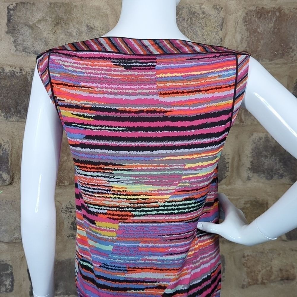 BCBGMAXAZRIA Womens Multi Color Abstract Stripe Boat Neck Sheath Dress XS