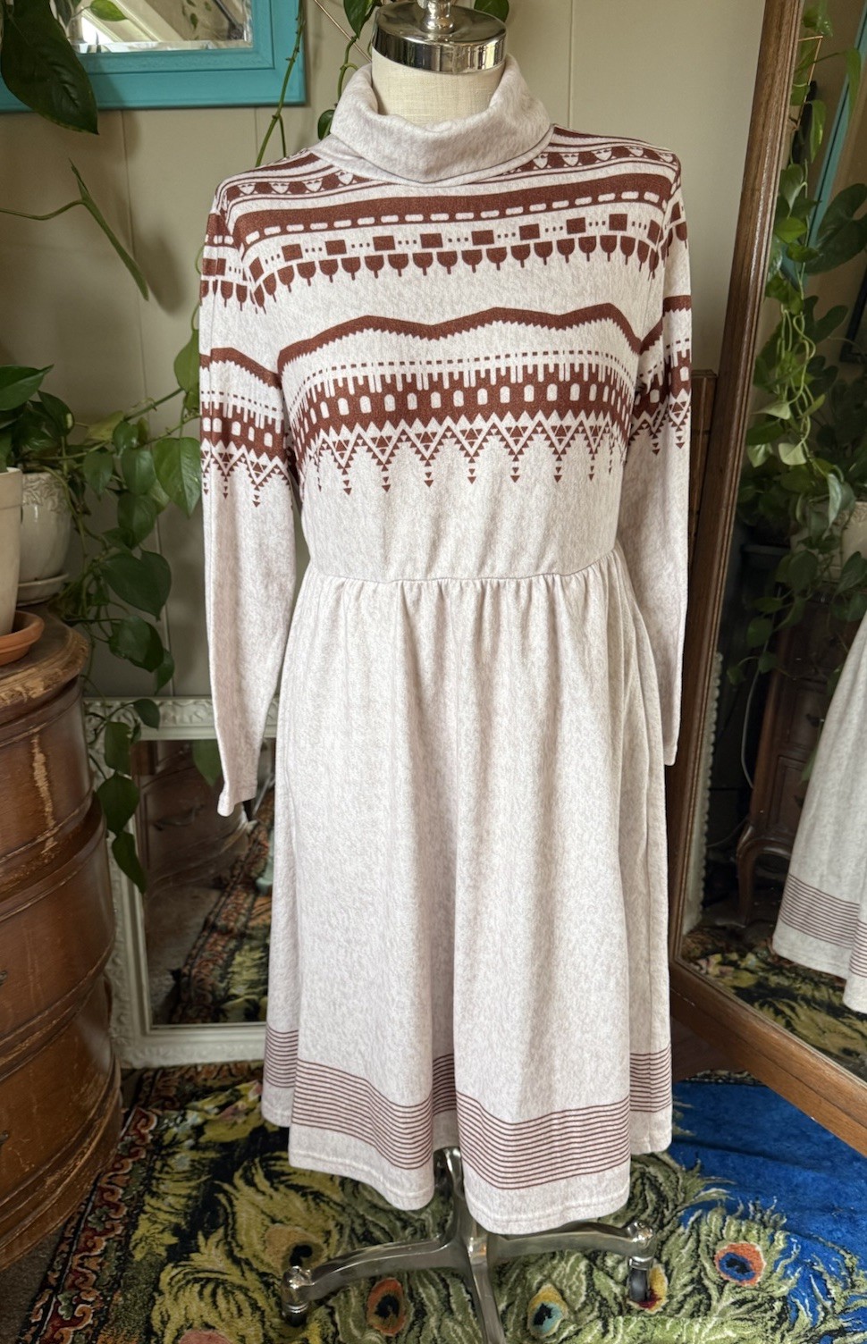 Bloomchic Turtleneck Long Sleeve Dress Soft Fuzzy Knit Bodycon Pullover, Size 12