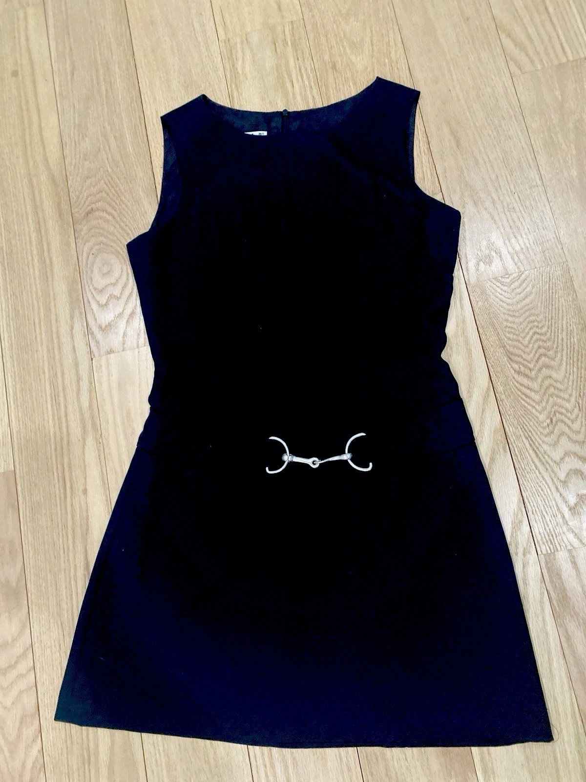 Vintage 90s Kenar Black Sleeveless Mini Dress Drop Waist Mod Size 8 LBD