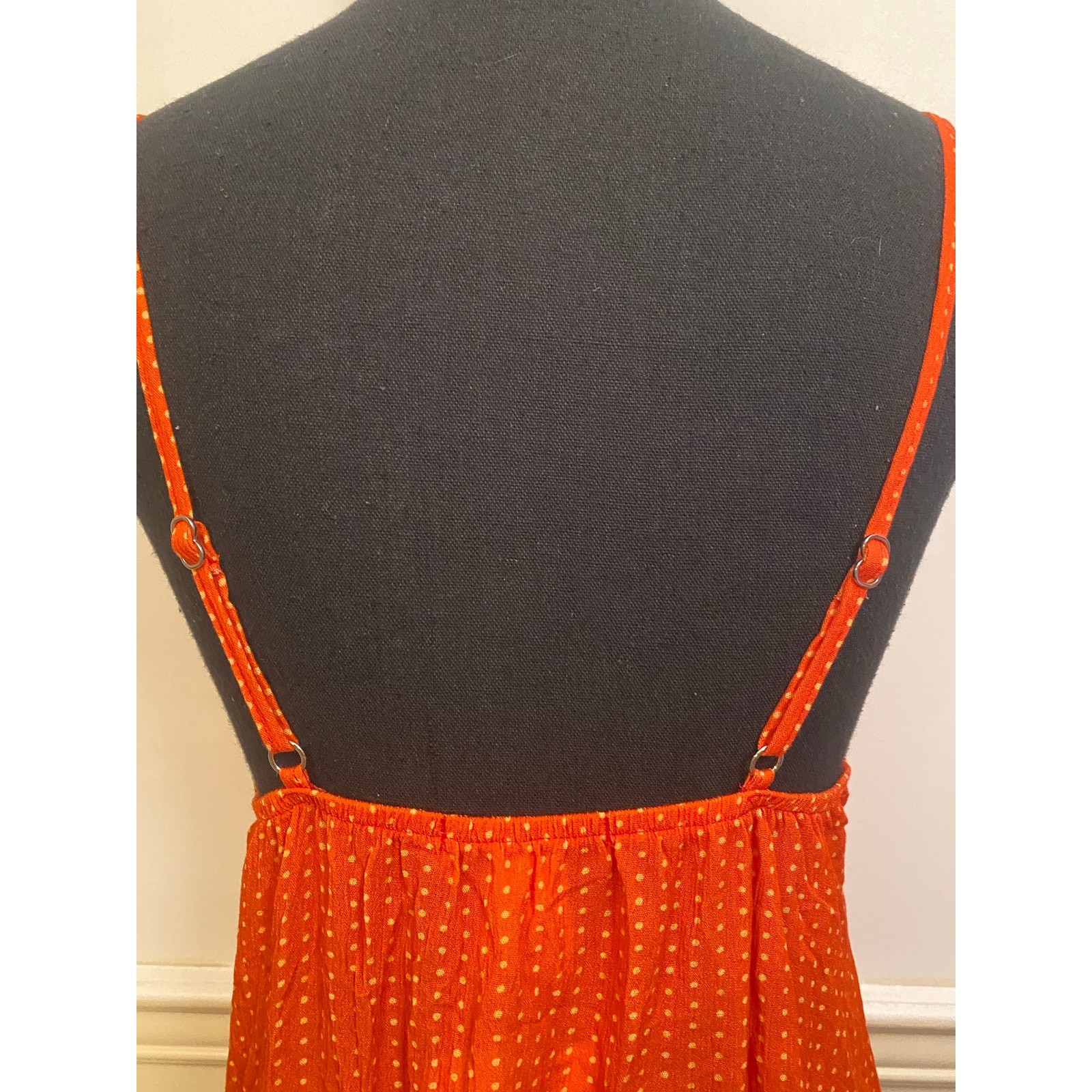 Dippin’ Daisy’s Orange Polka Dot Slip Dress Nightie with Pink Bow NWT
