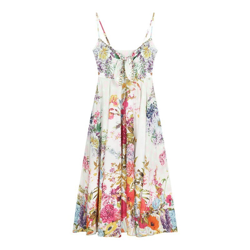 Floral Print Off-Shoulder Backless Maxi Dress