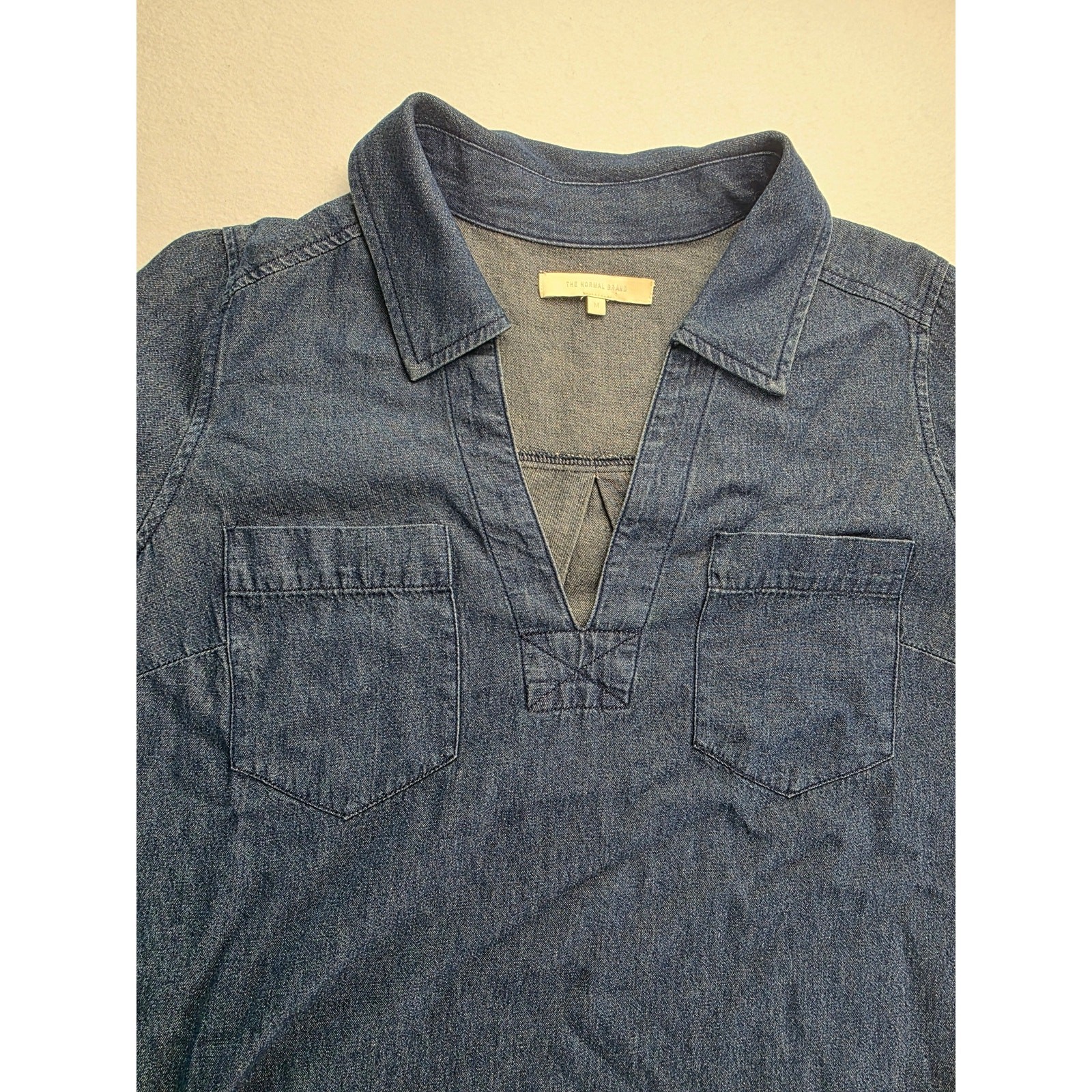 The Normal Brand Long Sleeve Cotton Denim Shirt Dress Size Medium