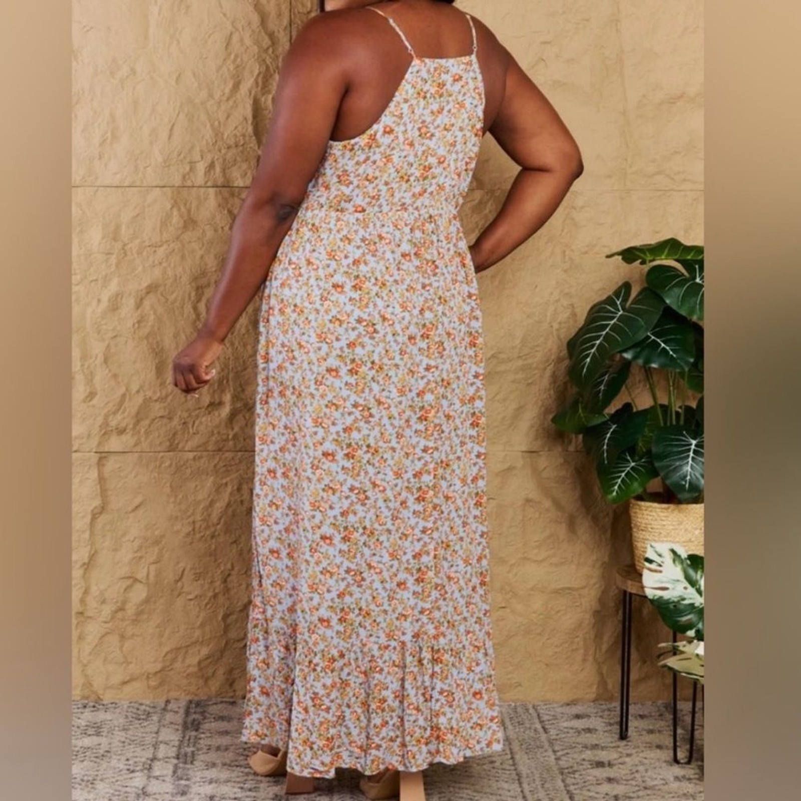 HEYSON Take Your Chances Full Size Floral Halter Neck Maxi Dress Size 1XL