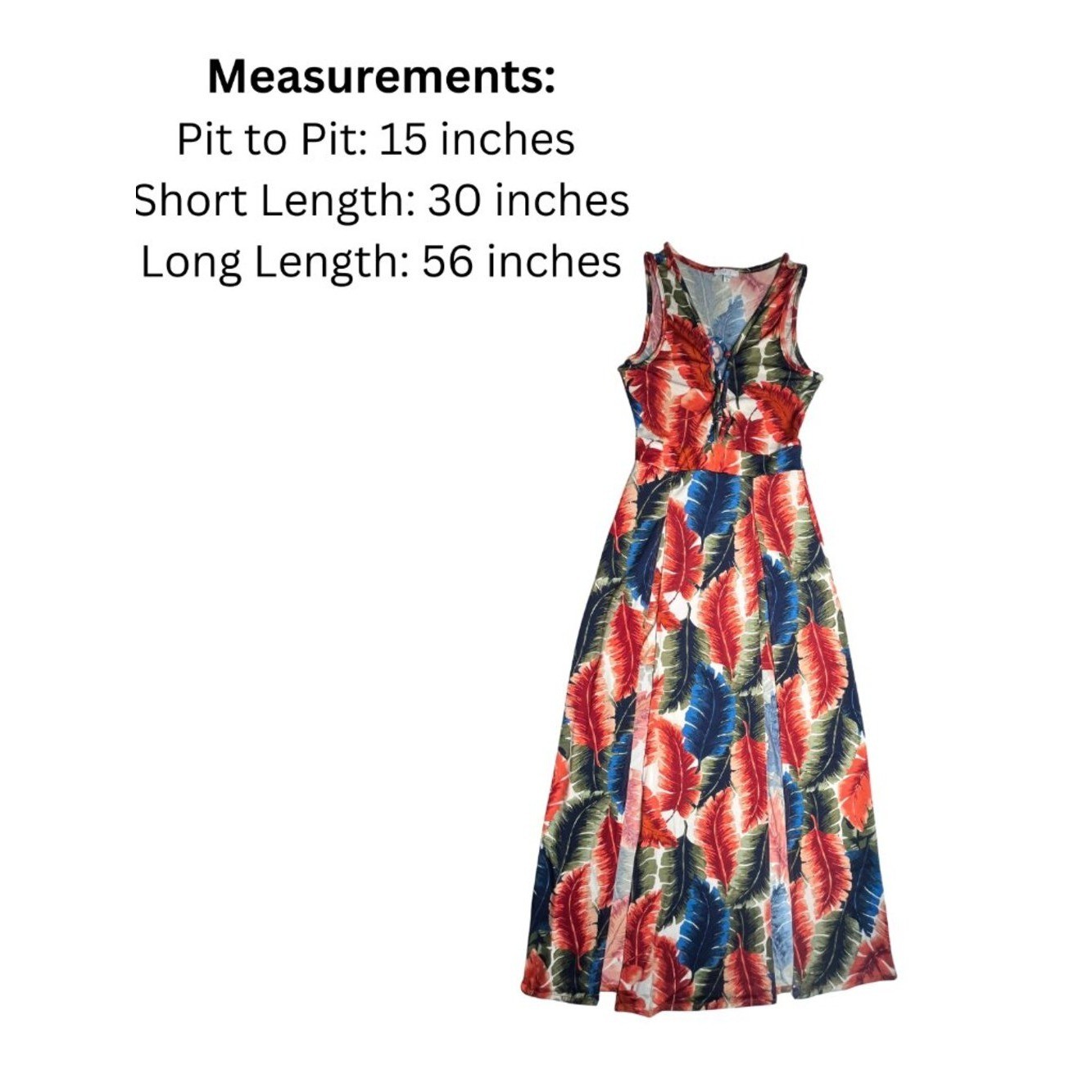 IRIS Tropical Palm Leaf High Low Maxi Dress Womens S Lace Up Summer Resort New