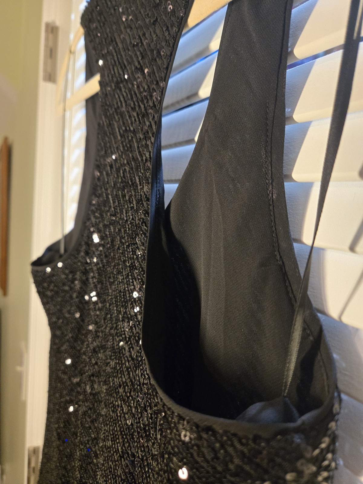 Banana Republic S Tall Black Sequence Sequin Tank Dress Fitted Silouette