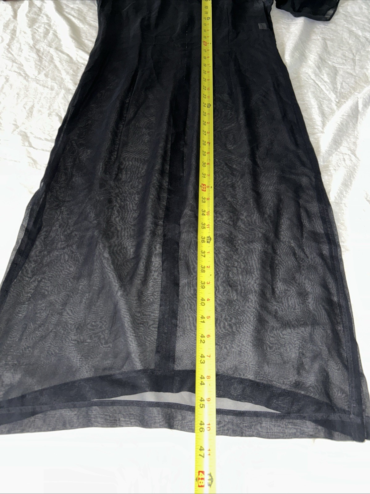 Morgane Le Fay Womens Sheer Shift Dress Black Wool High-Neck Size M