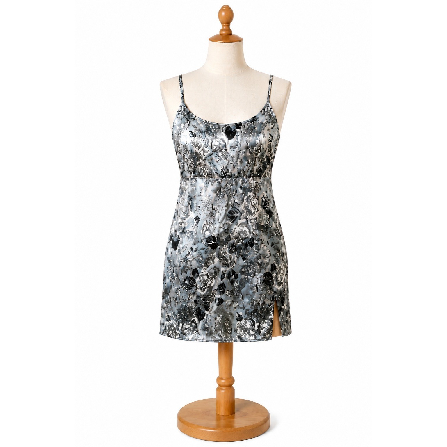 Wild Fable Floral Jacquard Mini Dress Womens Silver Metallic 90s Style Size M