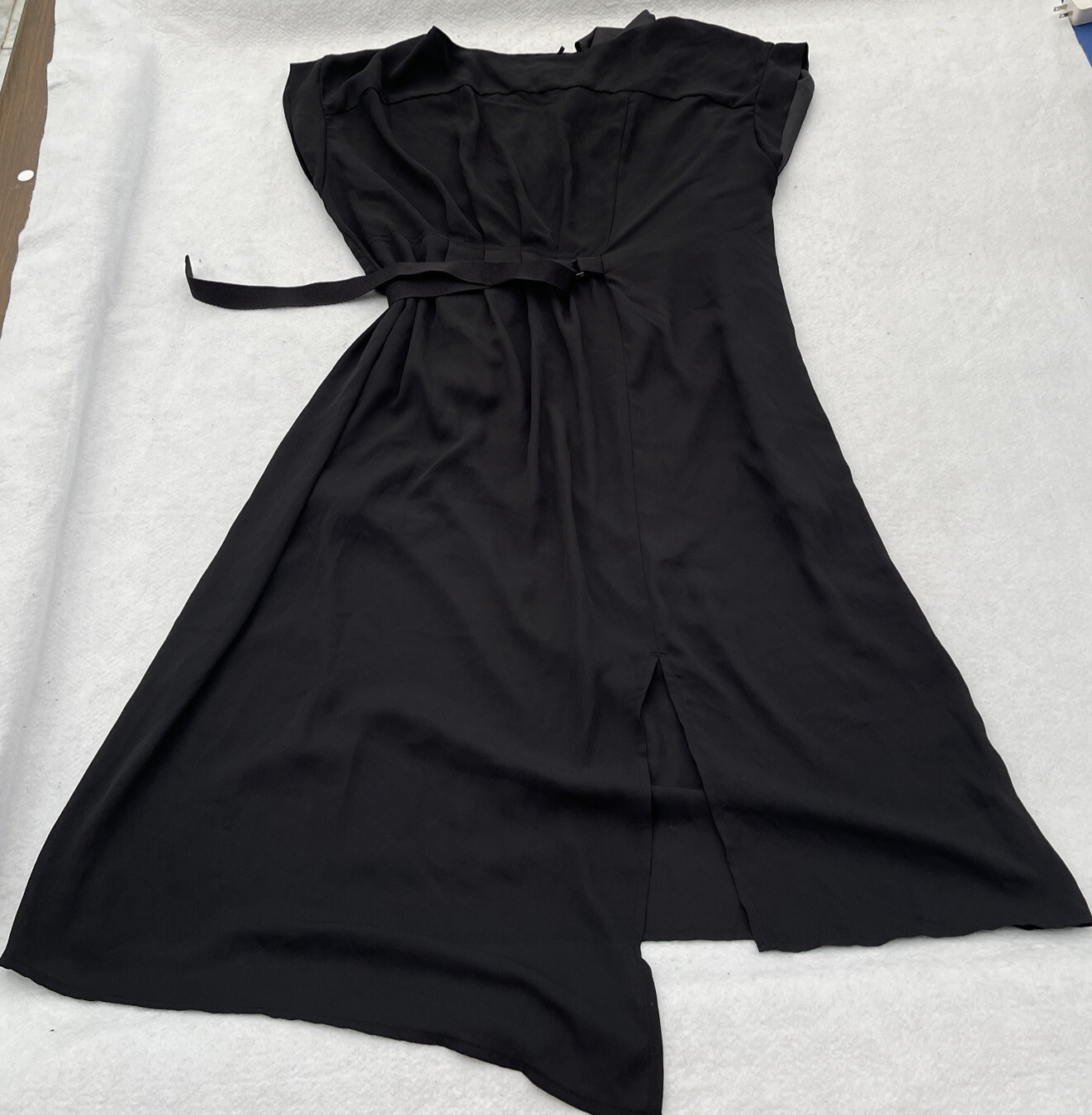 Prologue Black Wrap Dress Sleeveless Tie Side Adjustable Waist Strap Size M new