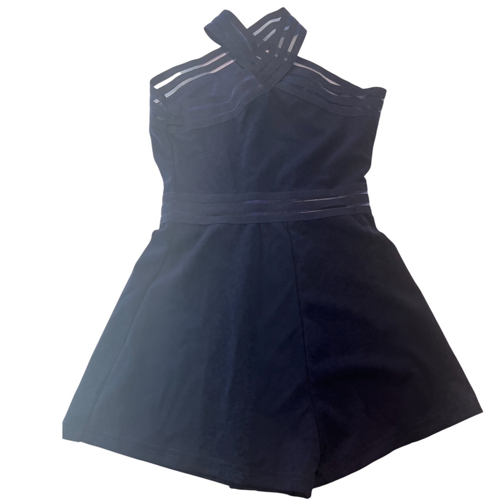 SHEIN Navy Halter Neck Mini romper, Strappy Sleeveless Party Cocktail Size S