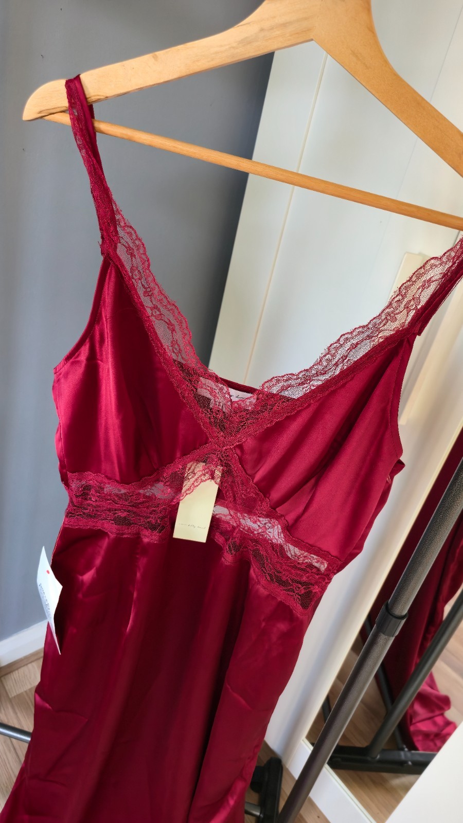 Never Fully Dressed Mimi evening satin dress burgundy size uk14