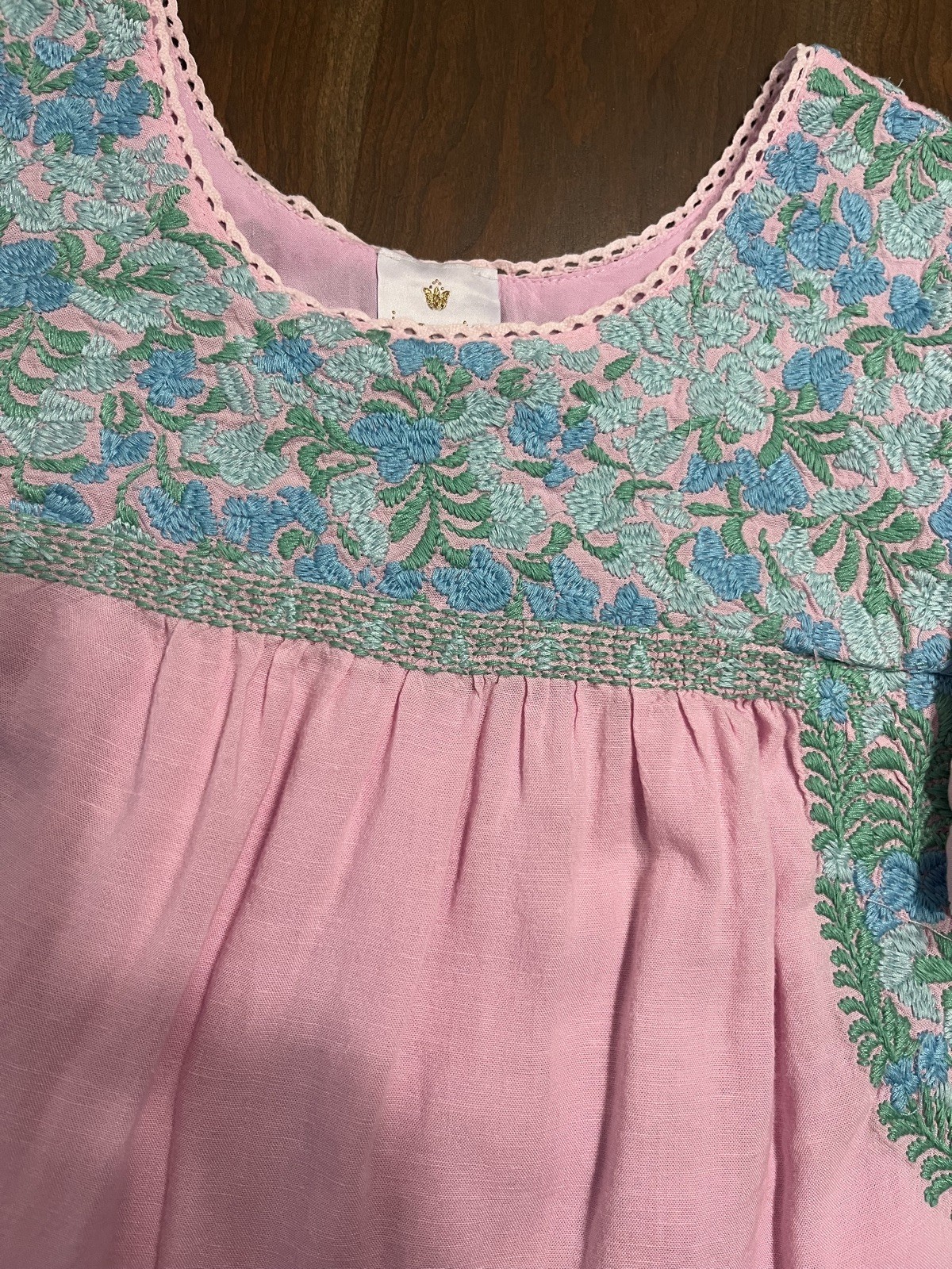 Vintage J Marie Embroidered Ruffeled Pink Dress XS
