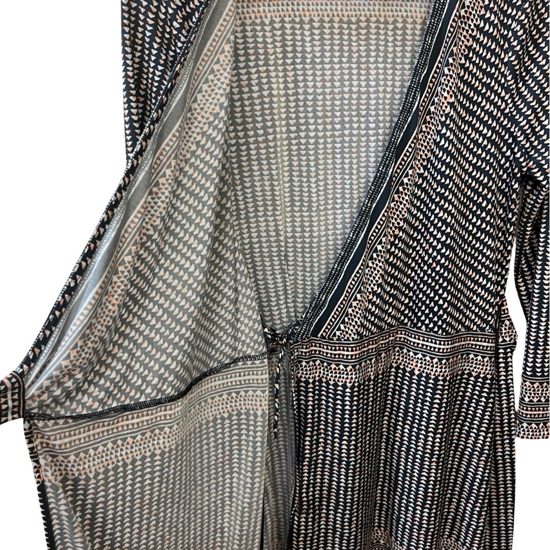 BCBGMaxAzria Adele Wrap Dress Aztec Geometric Print 3/4 Length Sleeves Size S