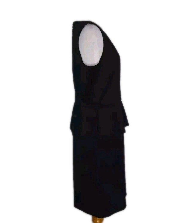 Hobbs London Peplum Sheath Dress UK 10 Ponte Knit Black Classic Sleeveless Women