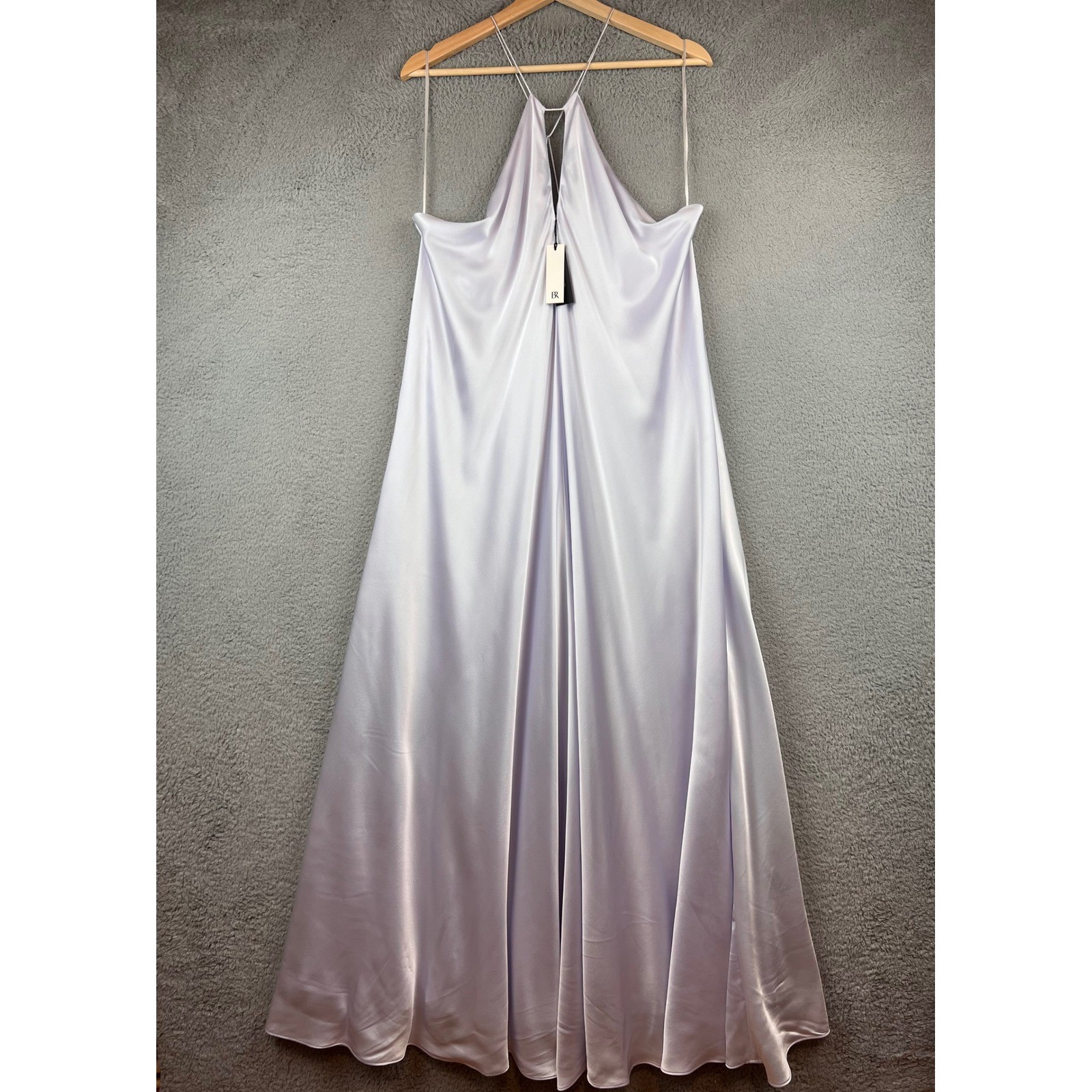 New Banana republic BR Purple Satin Halter Neck Maxi Silk Dress Formal Size XL