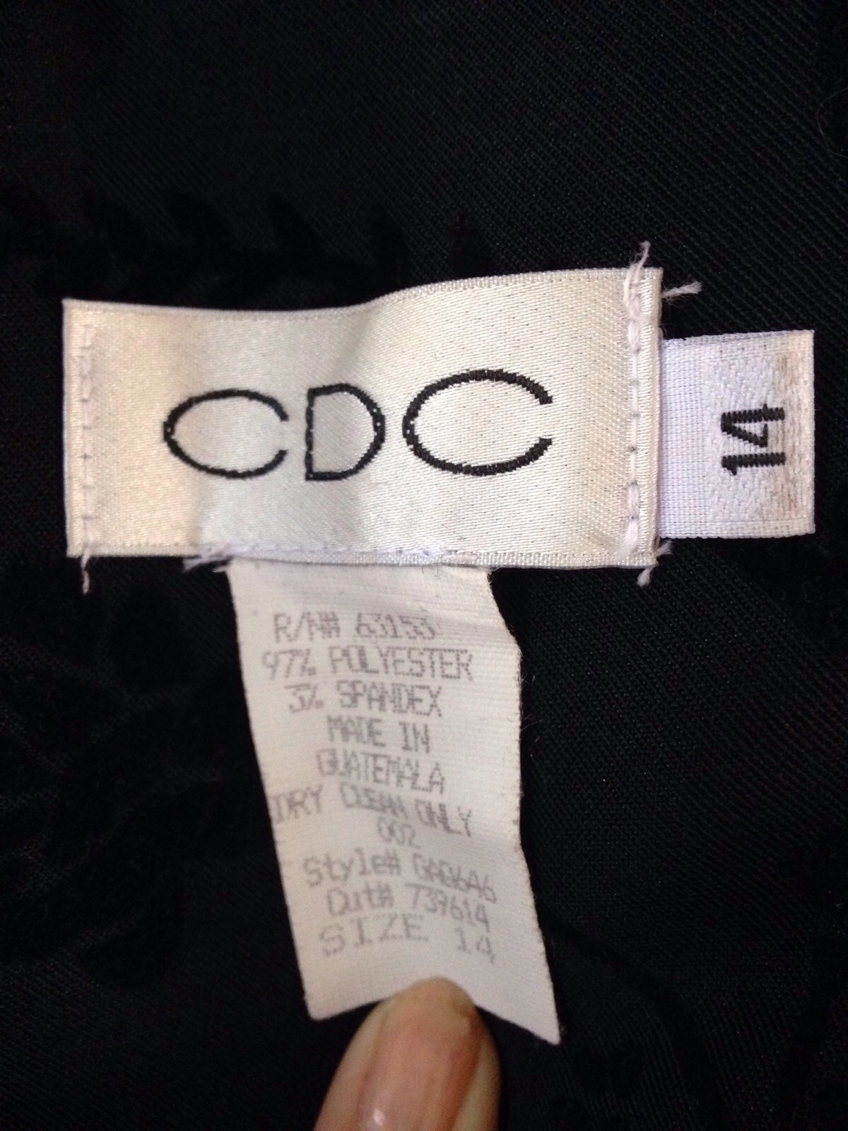 CDC Little Black Dress, Size 14 with Velour Floral Pattern. 97% poly/3% spandex