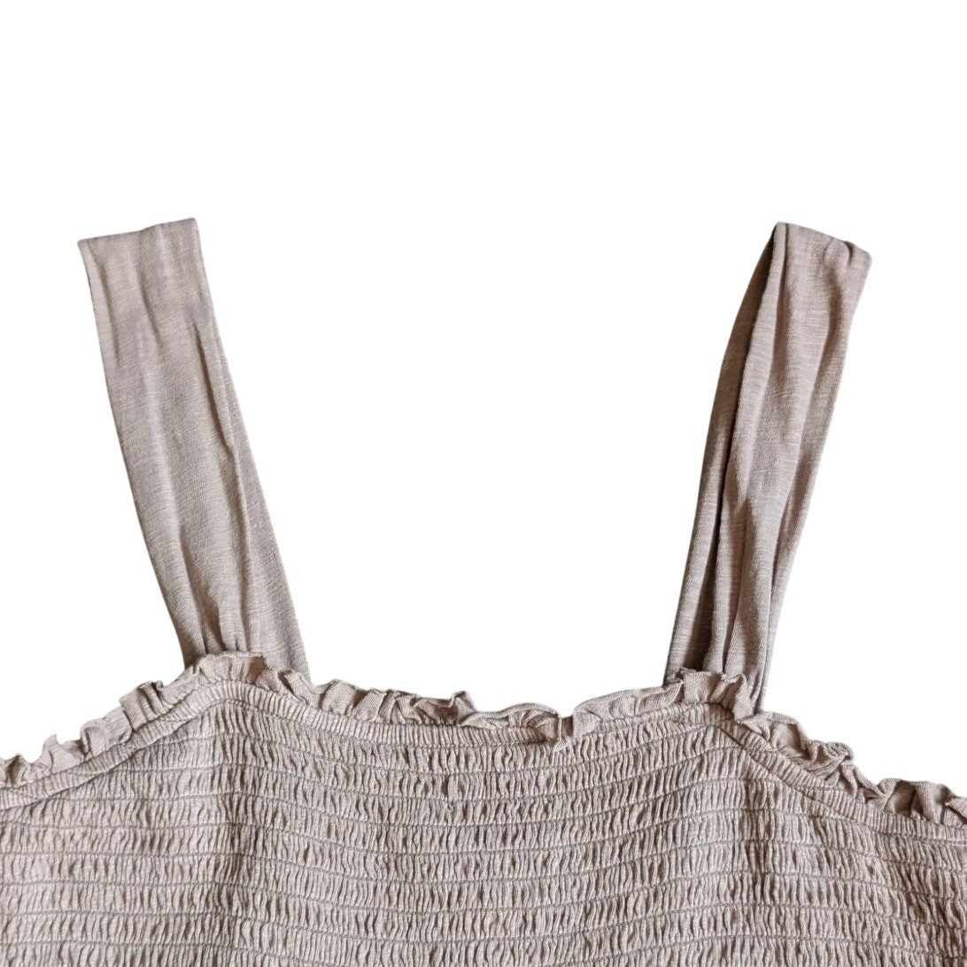 American Eagle Light Brown Smocked Tiered Ruffle Sundress