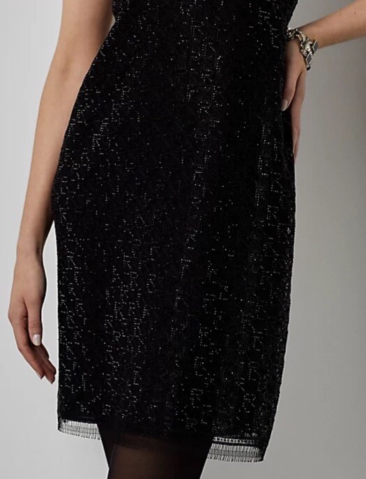 NWT $4190 Ralph Lauren Collection Colin Logo Beaded Mini Black Dress Sz 0