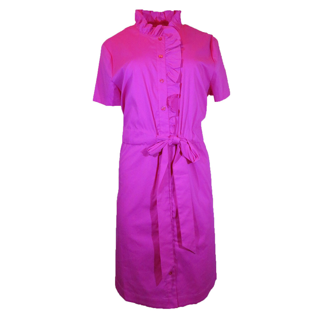 IMNYC Isaac Mizrahi Ruffle Collar Belted Shirt Dress