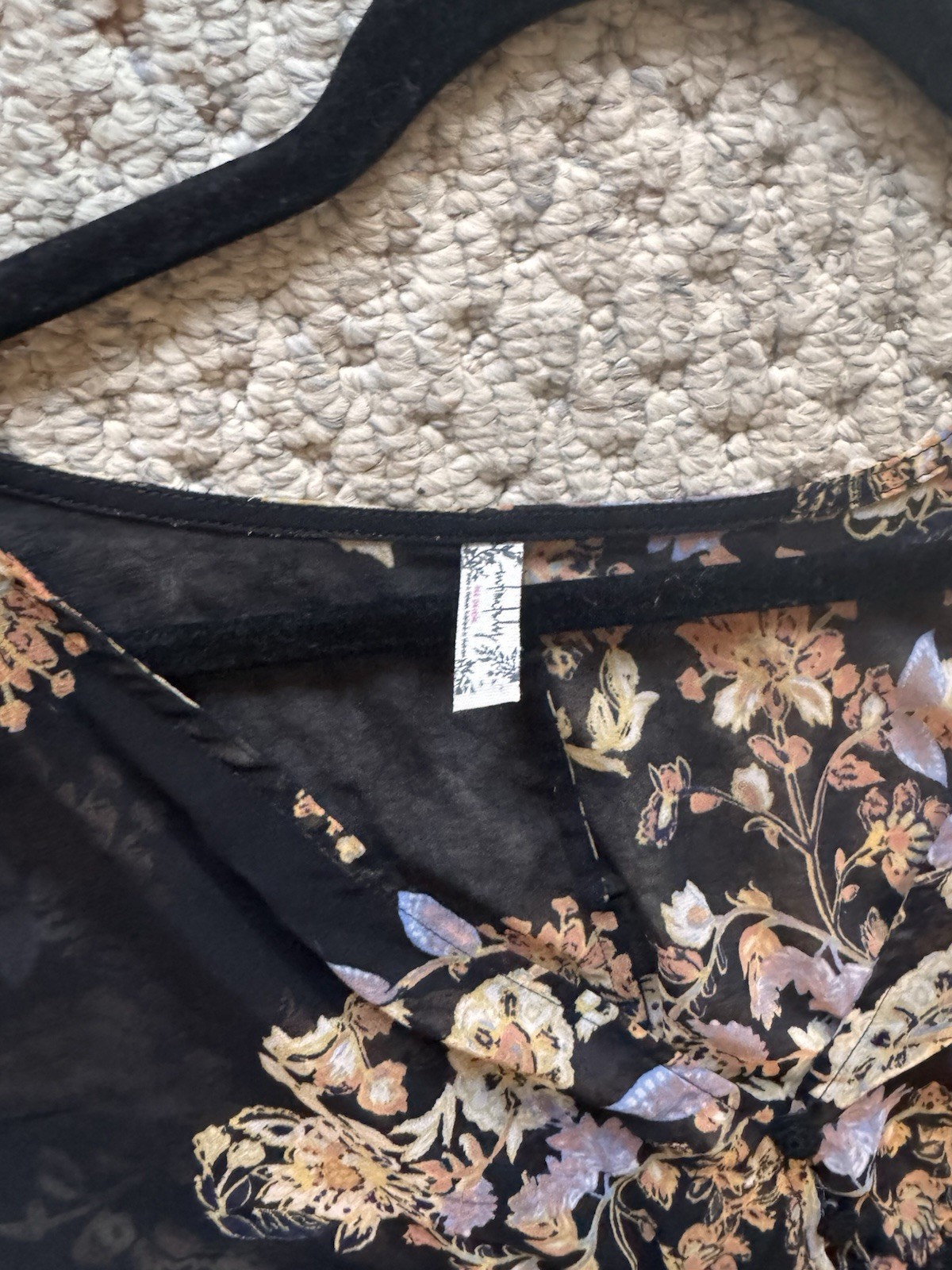 Free People Dream State Set Black Combo Yellow Floral Boho Smocked S NWOT $148