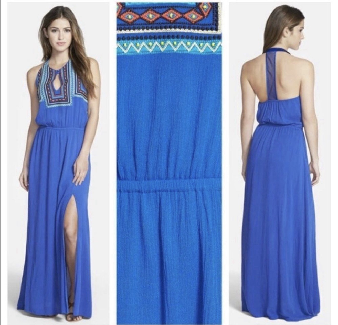 Miss Me Embroidered Halter Maxi Dress Size Small