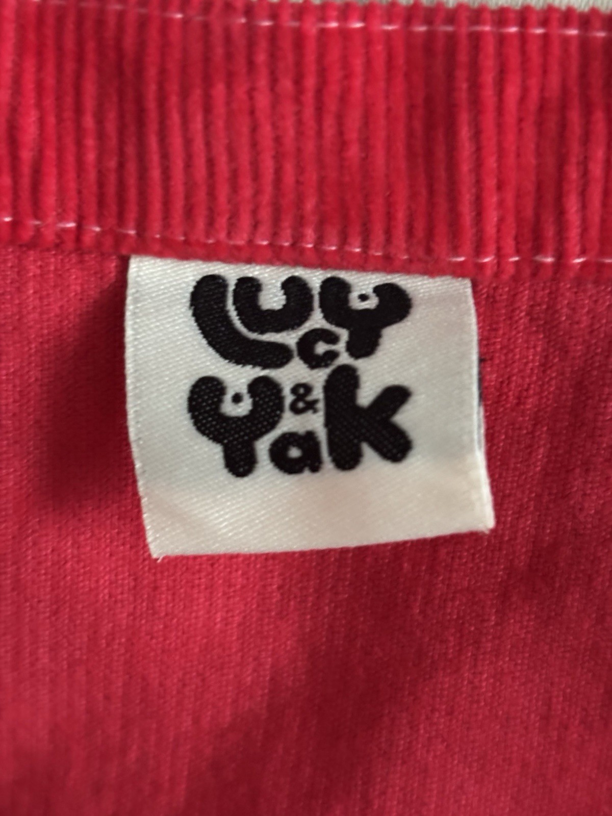 Lucy & Yak Red Corduroy Dungaree Pinafore Dress Organic Cotton Med