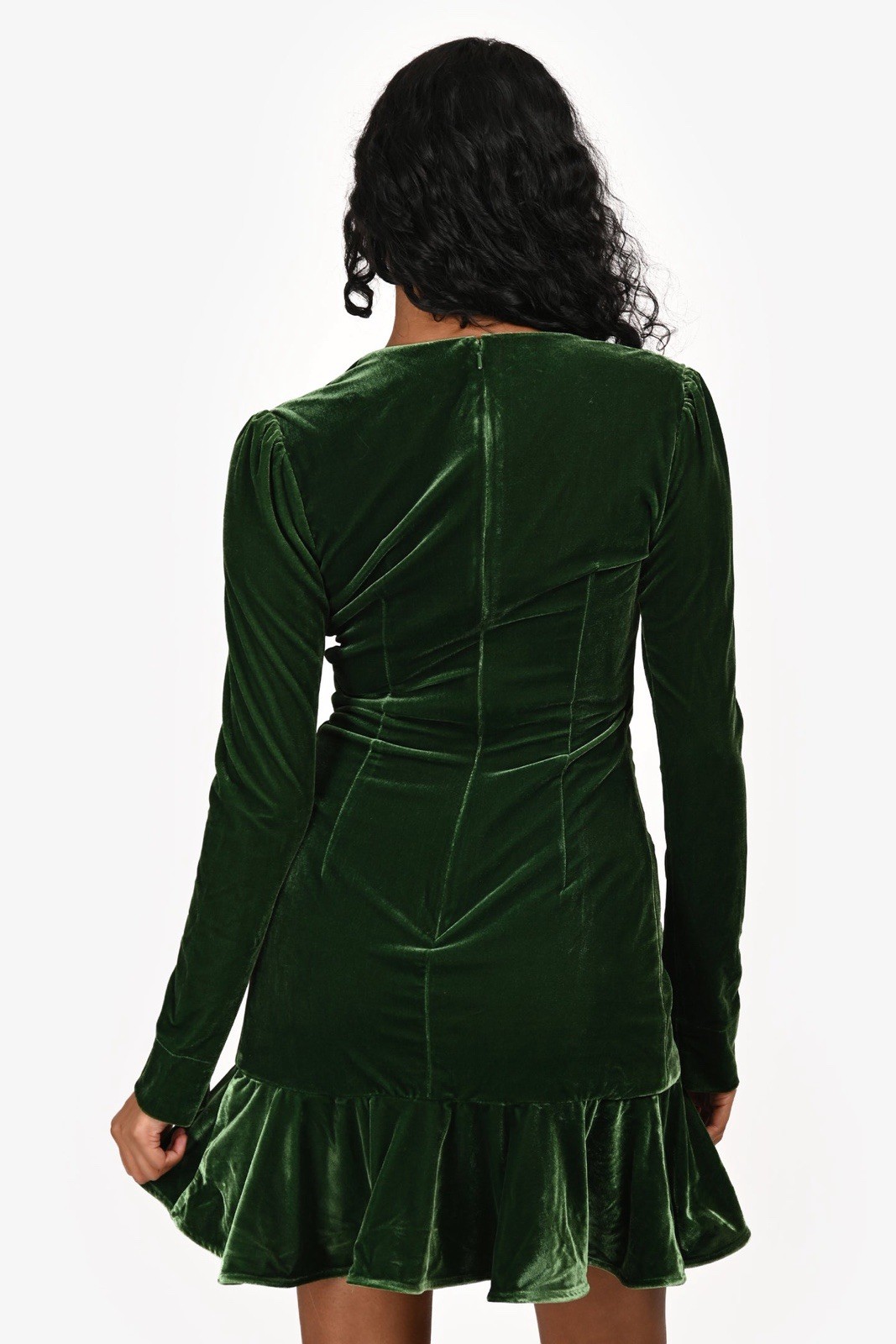 NWT Bardot Keala Velour Wrap Mini Dress Green XS US 2 Long Sleeve Cocktail $139