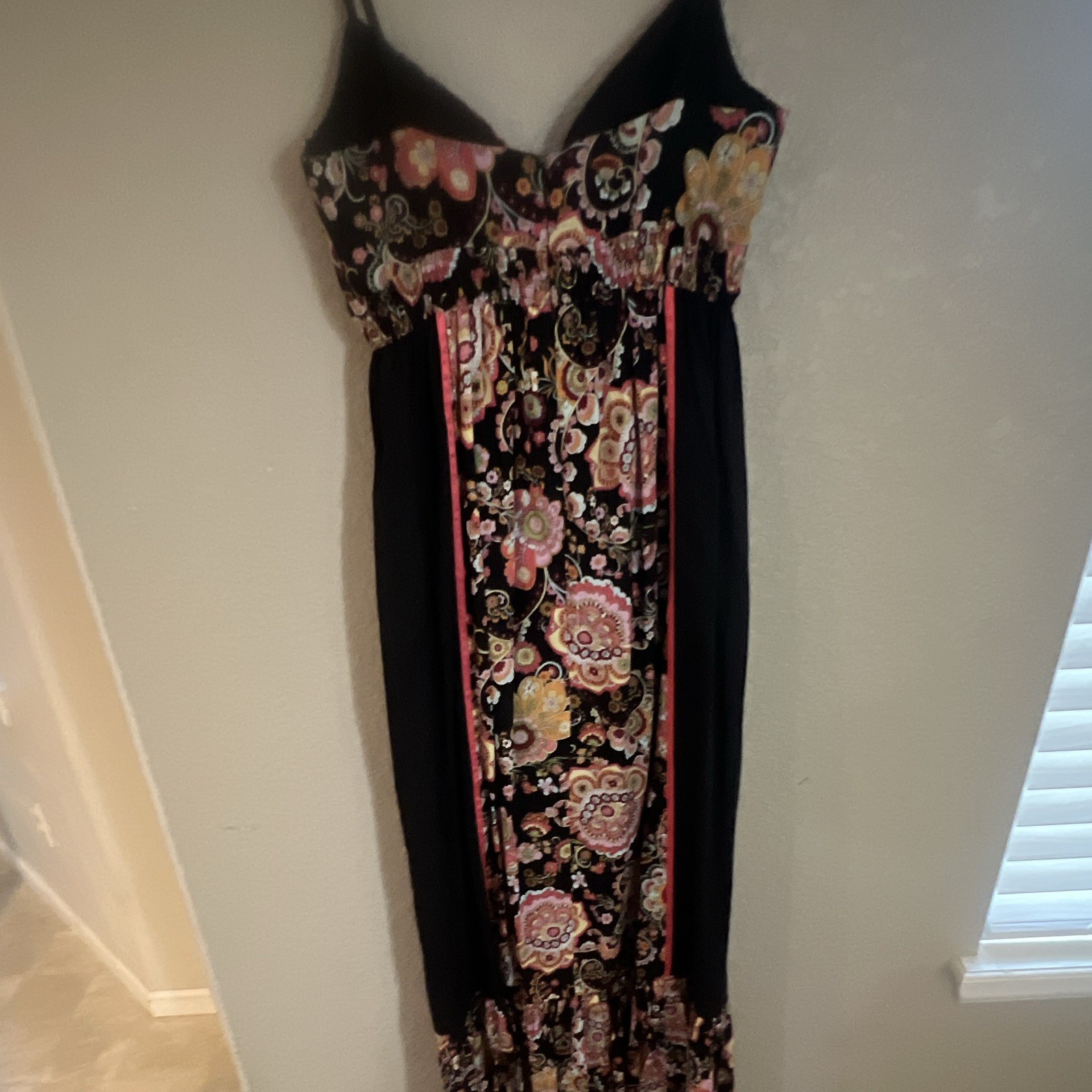 Boston Proper Muse Women’s Black Paisley V-Neck Strappy Maxi Dress Size 2