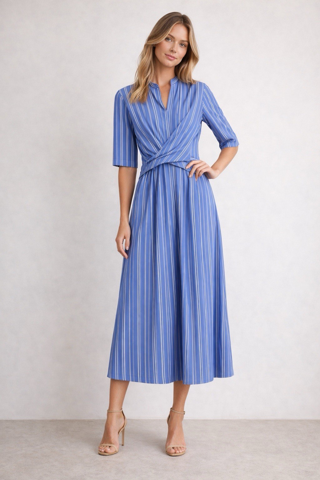 Samsoe Samsoe Silvia Striped Maxi Shirt Dress Bold Blue Size Small Relaxed