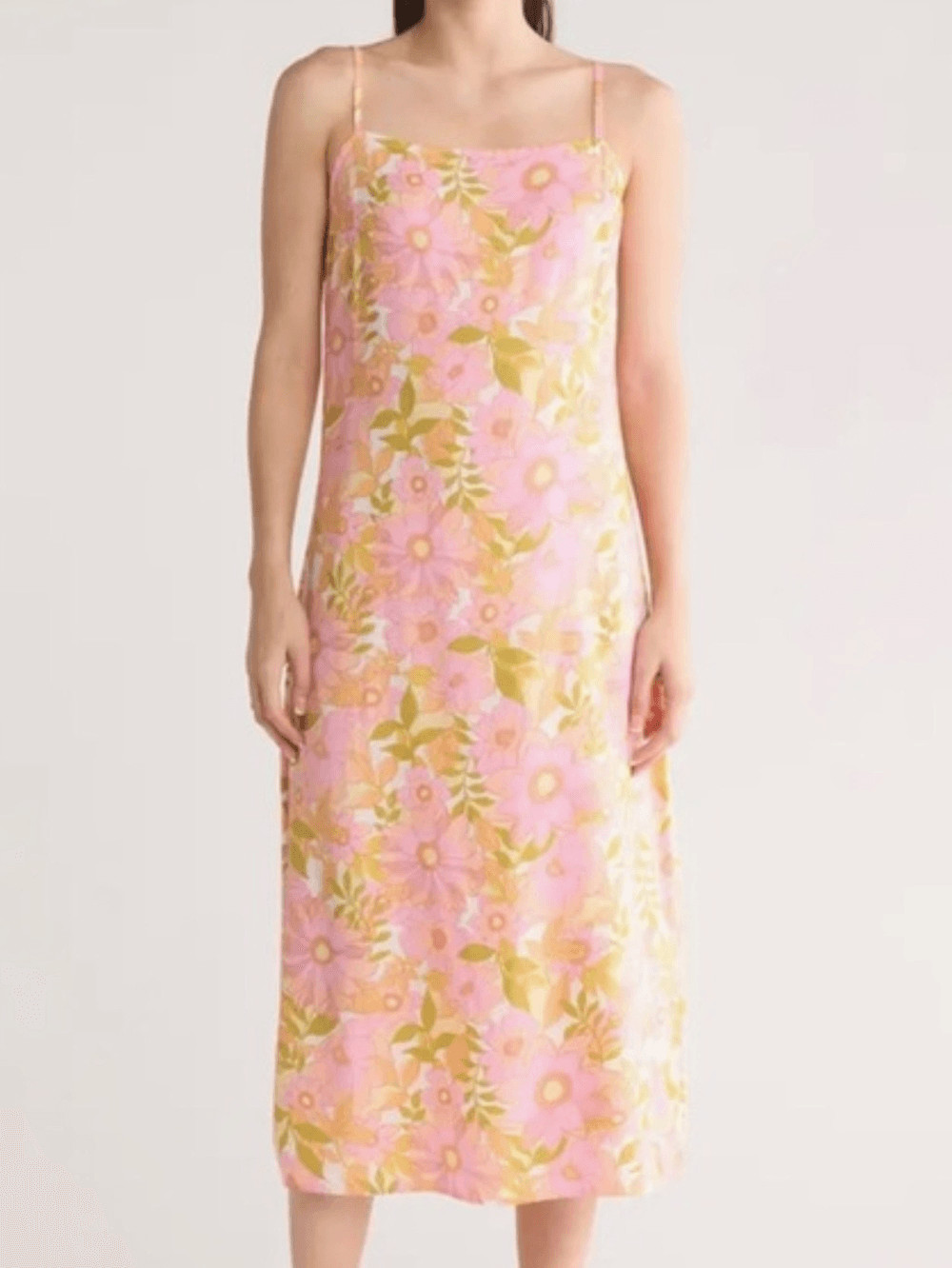 Billabong Golden Hour Maxi Dress, ADJ straps, Pink/Orange, Medium, NWOT