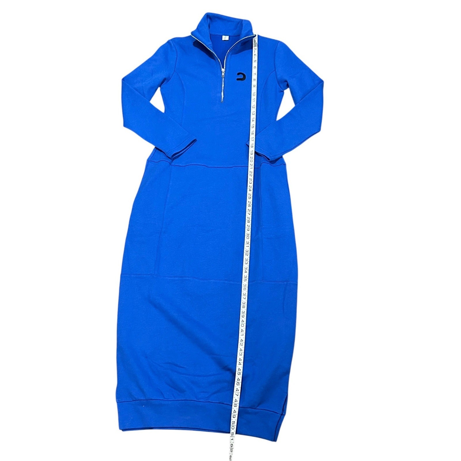 Modesees Sports Cotton Blend Half-high Collar Zipper Loose Maxi Dress MDA3197G9Y