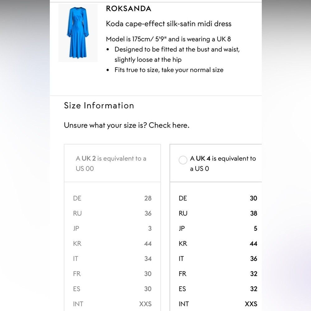 Roksanda Ilincic Vibrant Blue Long Sleeve Dress