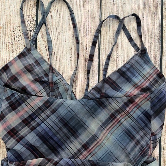 F1– NWT multicolor PRESLEY SKYE spag strap plaid long maxi dress XS $149