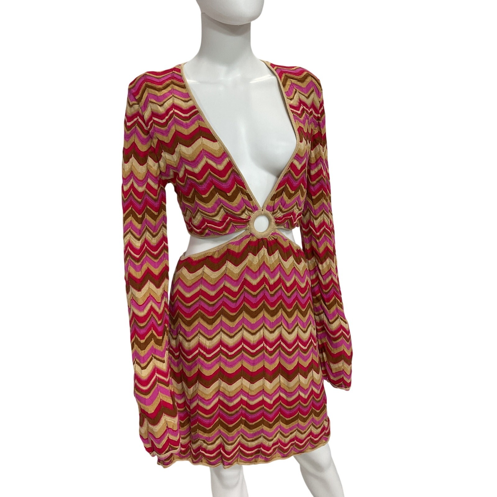 Show Me Your Mumu Vibrant Horizon Stripe Knit Carlo Dress Size L