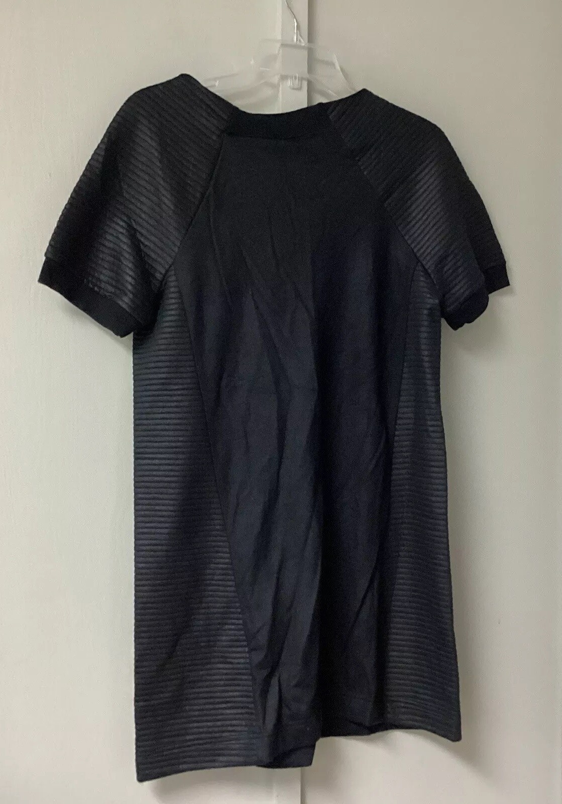 Fabletics Brenna Black Quilted Sweater Dress Size Large Short Sleeve Fleece New