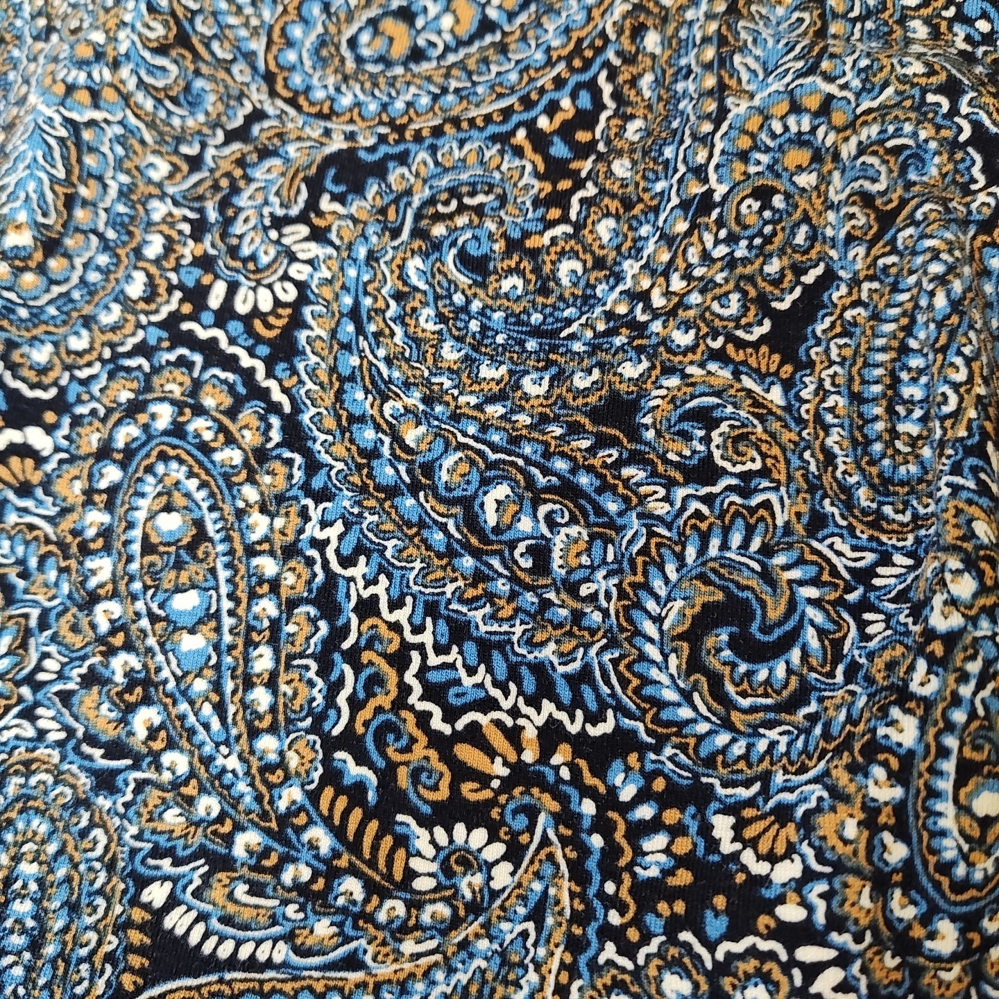 J Jill Border Print Maxi Dress XL Blue Paisley A-Line Side Slits Boho Coastal