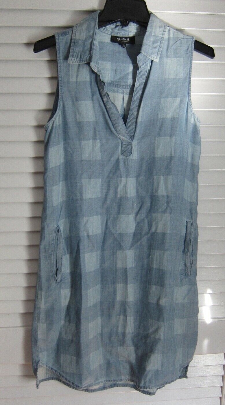 Allen B. by Allen Schwartz Denim Chambray Buffalo Plaid Tunic Dress sz S